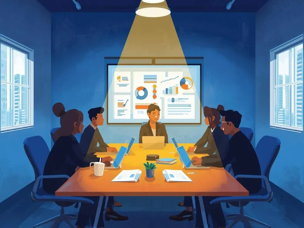 animation of people in a boardroom