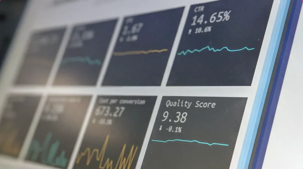 data being presented on a screen